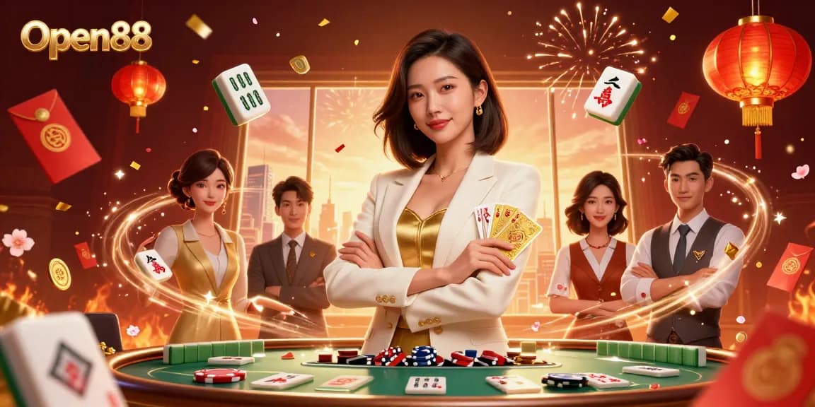 Experience winning strategies and excitement with Open88 at this dynamic casino illustration.