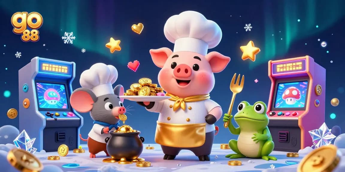 Experience thrilling wins at go 88 while enjoying casino-themed digital art full of gold coins and lively characters.