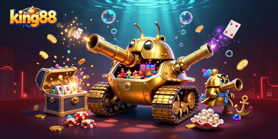 Experience thrilling game action at king88 with a lively casino atmosphere inside a golden tank.