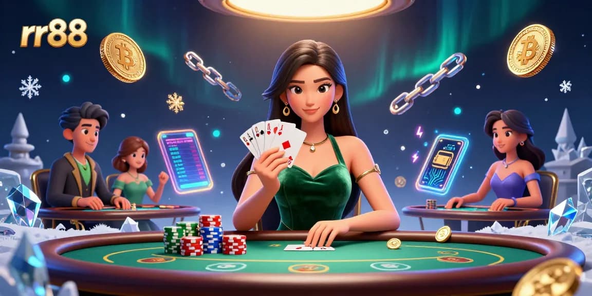 Experience thrilling poker action at rr88, showcasing a skilled player holding cards at a luxury casino.