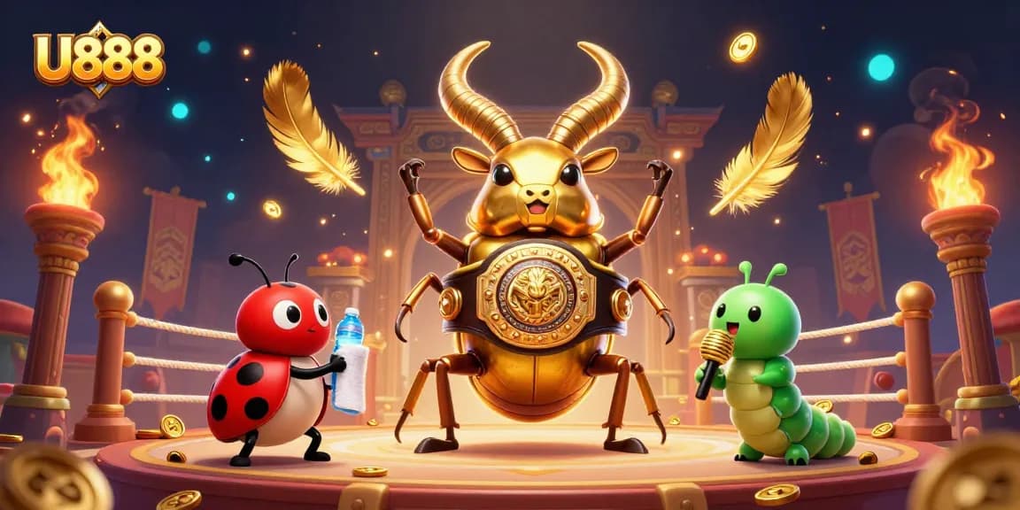 Engage in U888's thrilling gaming arena with a dynamic scene featuring vibrant casino characters.