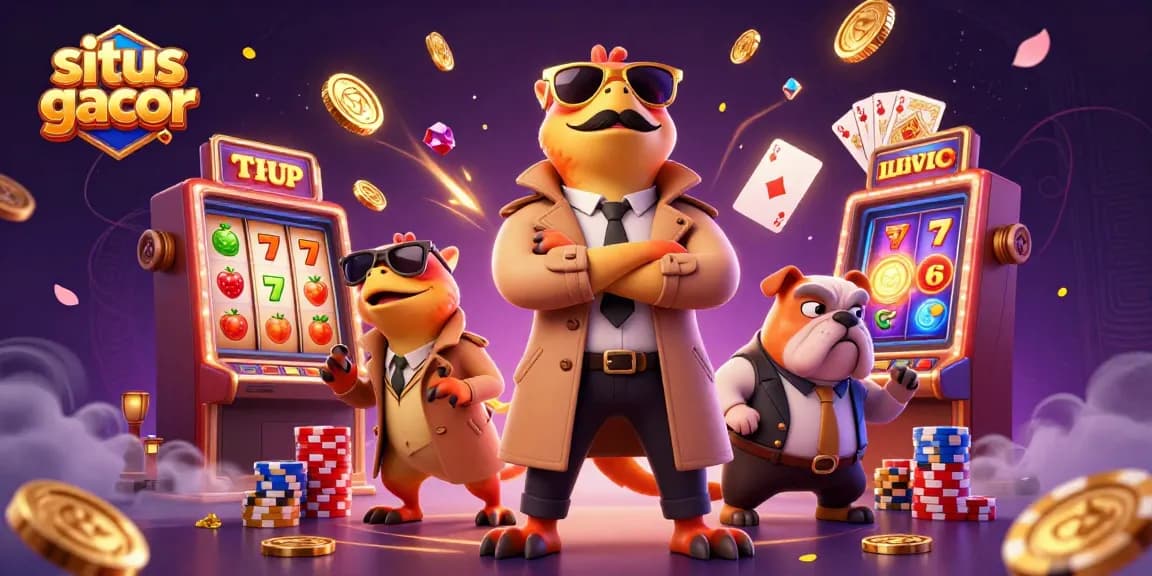 Swinging at the slots, three raptors in a trench coat attempt entry with stunning casino visuals, situs gacor.
