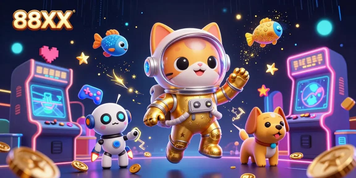 Win big with 88XX in an exciting casino-themed 3D illustration of space adventures.