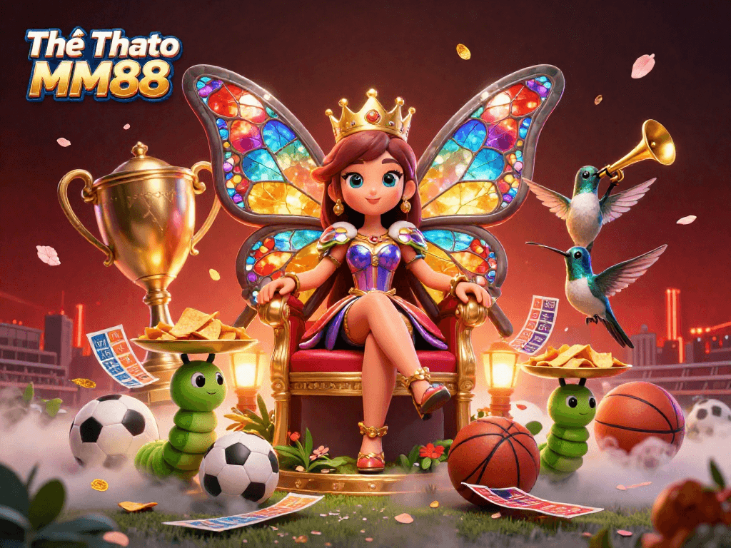 Experience thrilling sports betting with Thể Thao MM88 as colorful betting slips surround a vibrant scene.
