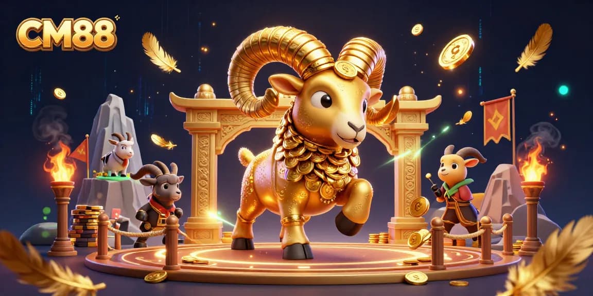 Engage in exciting bets at CM88 with vibrant golden visuals and thrilling casino elements.