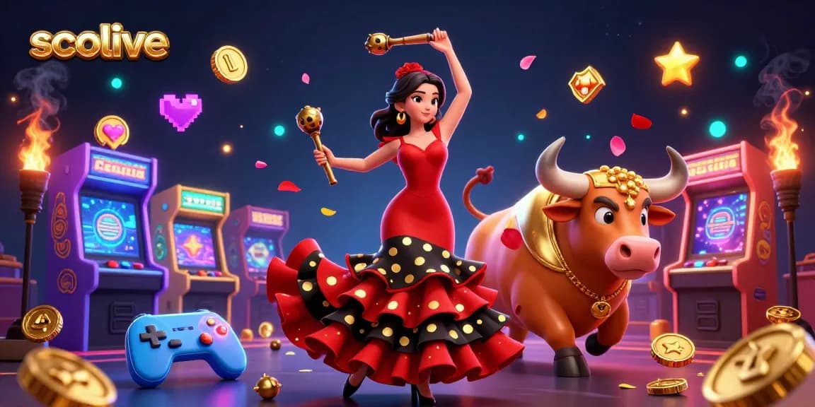 Socolive enhances your betting experience with vibrant visuals as a stylish woman and a bull engage in a colorful gambling scene.
