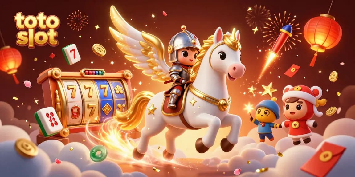 Experience the thrills of toto slot with a dynamic 3D illustration featuring captivating game elements.
