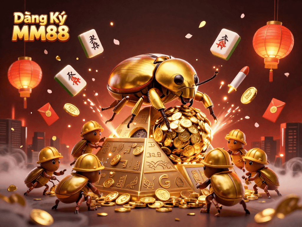 Engage with Đăng Ký MM88 in a thrilling 3D casino scene filled with vibrant energy.