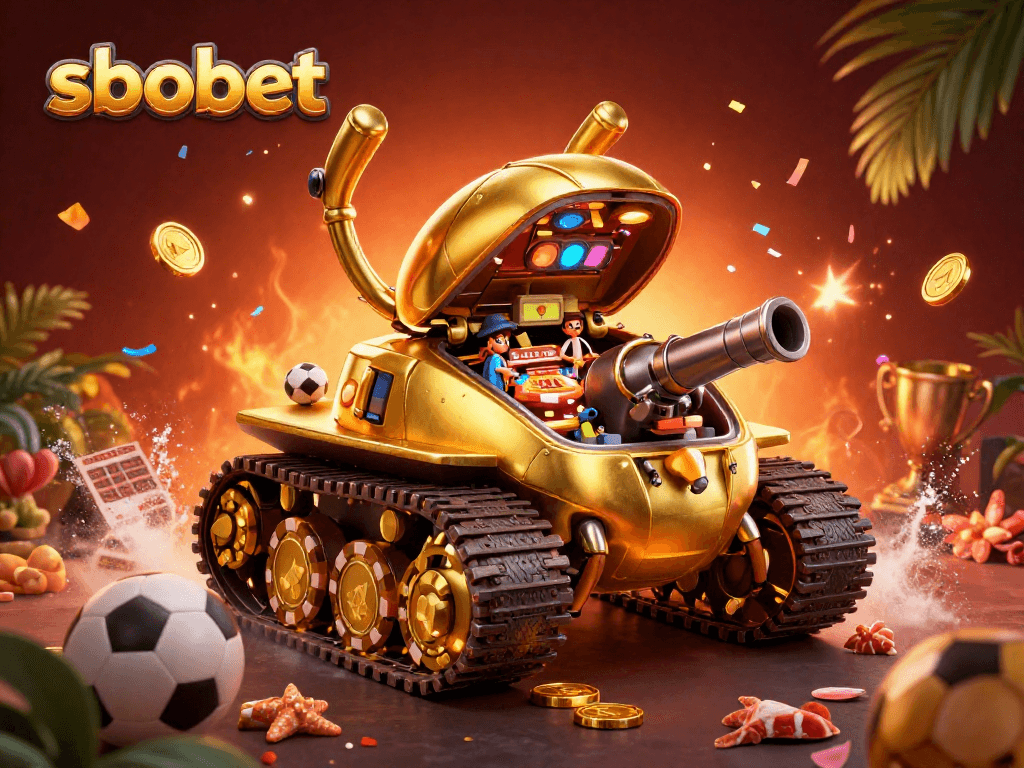 Experience sbobet betting excitement with a dynamic scene featuring a golden beetle tank casino.