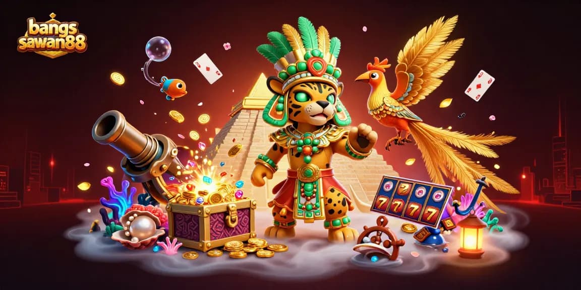 Experience the excitement of bangsawan88 with this vibrant casino-inspired 3D illustration featuring immersive gameplay elements.