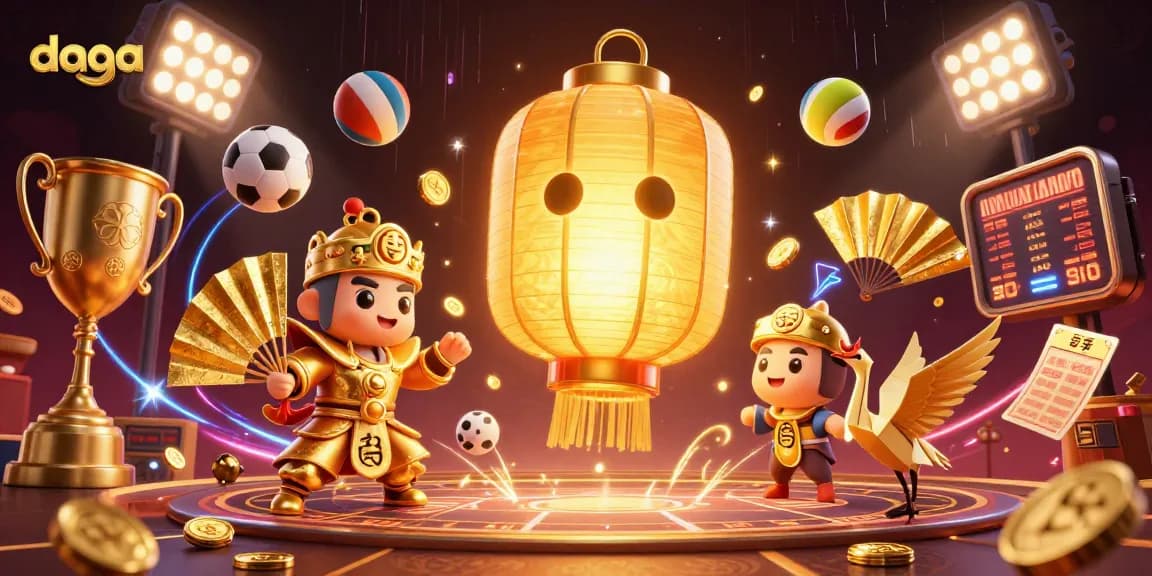 Experience thrilling gaming at DAGA with vibrant characters and dynamic sports elements in a captivating casino scene.