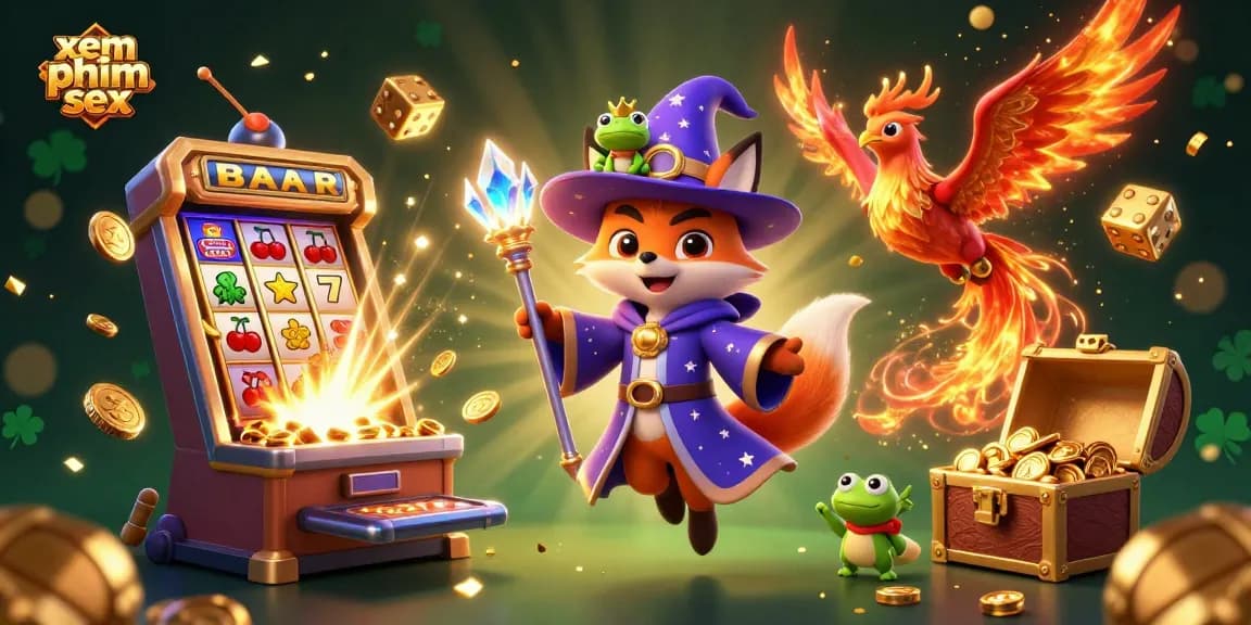 xem phim sex while enjoying a vibrant 3D casino adventure with wizards, slots, and golden treasures.