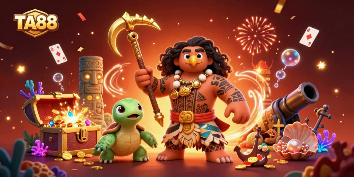 Engage with TA88's vibrant casino experience featuring a dynamic Polynesian scene.