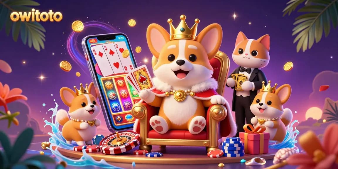 Join the fun with owltoto's exciting games and vibrant characters in a lively casino scene.