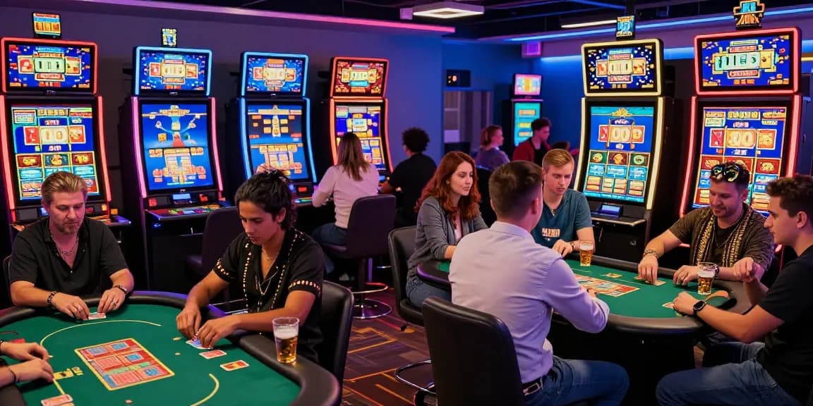Dynamic casino gaming scene showcasing engaging players at tables and slot machines, highlighting non-UK casinos for UK players exploring options at https://tootingpharmacypractice.co.uk/.