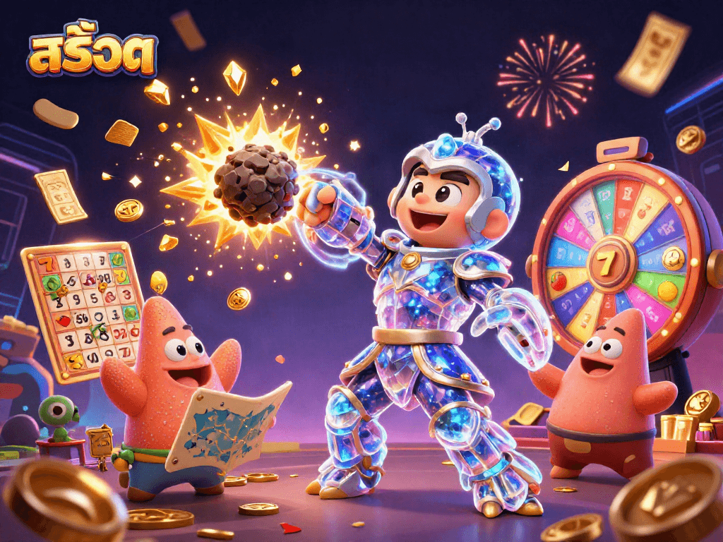 Engage with exciting สล็อต action featuring vibrant slot reels and a galactic samurai amid sparkling confetti.
