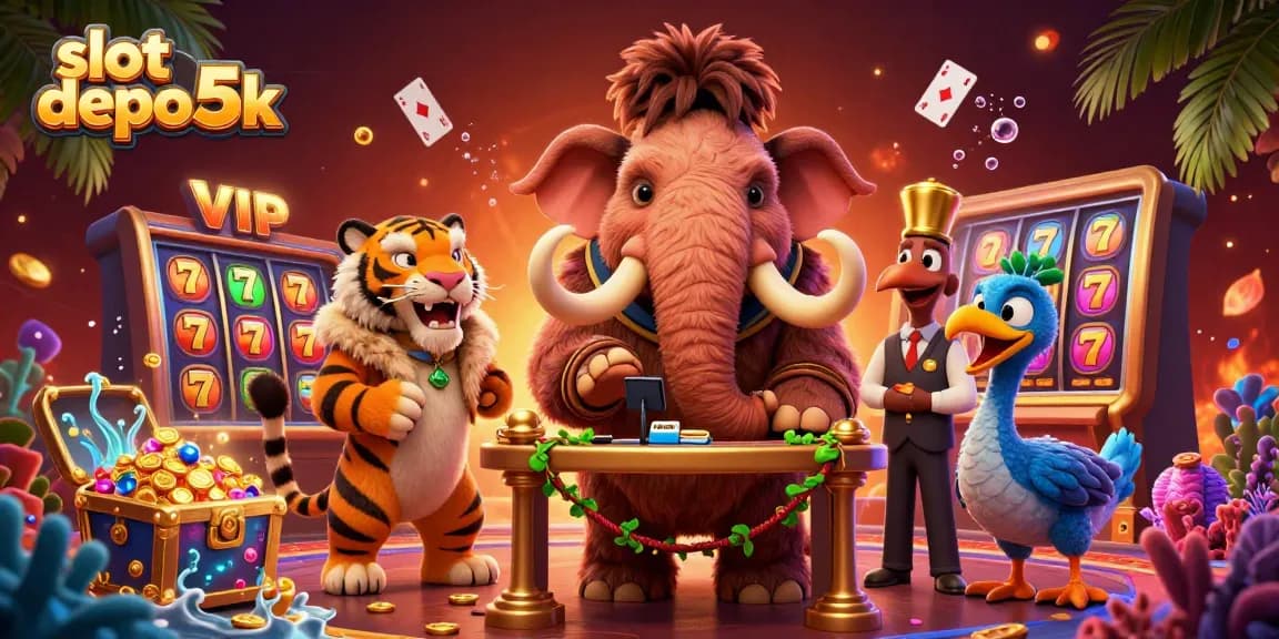 Engage in thrilling action with slot depo 5k surrounded by vibrant character illustrations and dynamic casino elements.