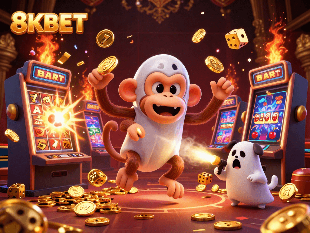 Experience thrilling wins at 8KBET with vibrant casino graphics and exciting game elements.