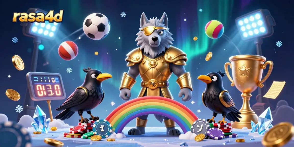 Rasakan keseruan taruhan di rasa4d dengan Odin dan ravennya mengelilingi bola olahraga.