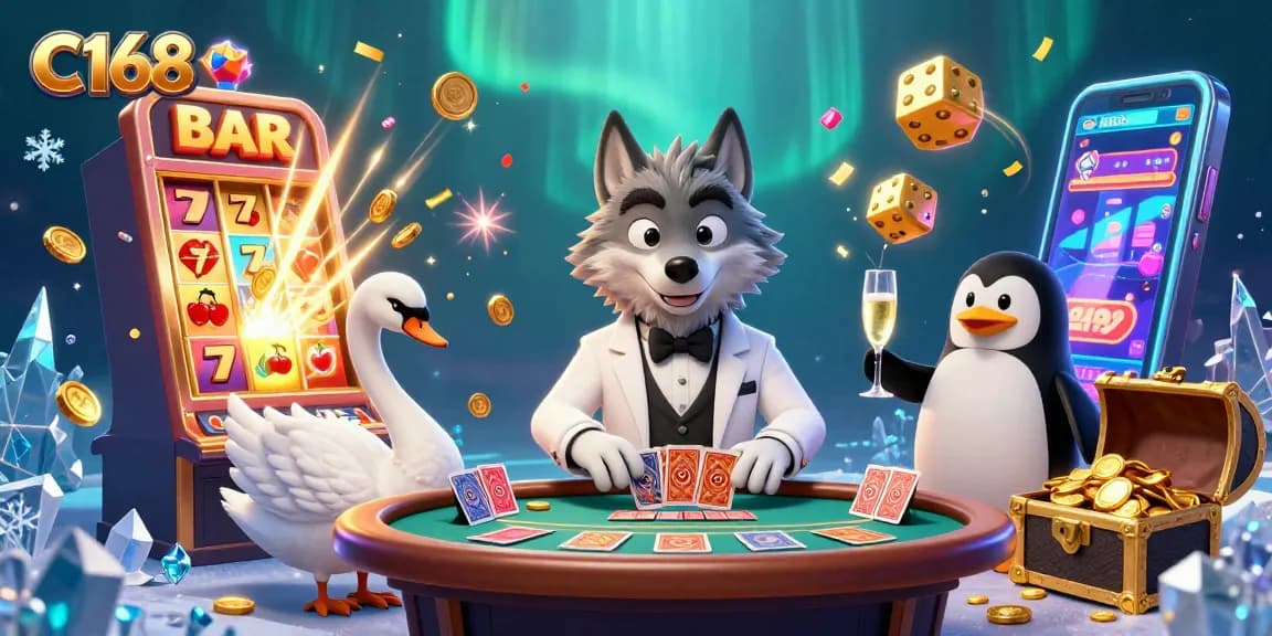Experience the thrill at C168 with animated casino characters and jackpot excitement.