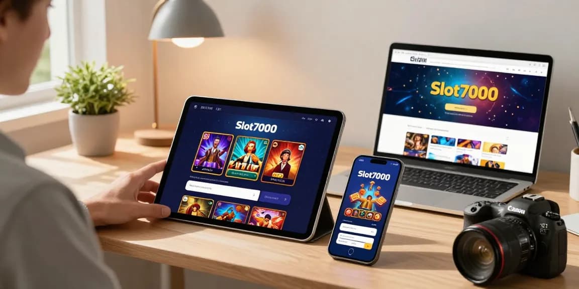 Login experience on Slot7000 showcasing seamless access on mobile and tablet in a cozy home office setup.