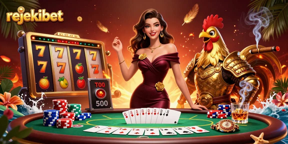 Engage in exhilarating gaming at rejekibet with vibrant slot reels and strategic poker tables.