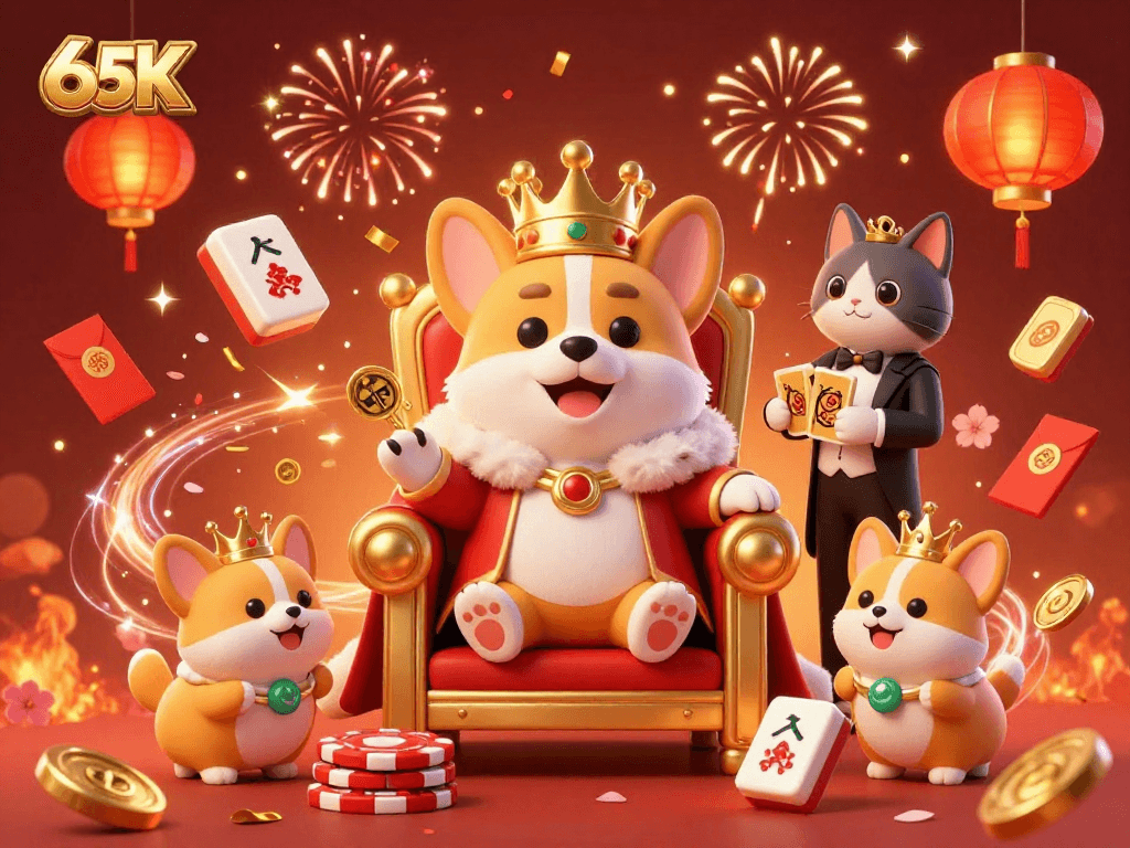 Ganhe grandes prêmios na 65K com personagens animados em ambiente de cassino vibrante.