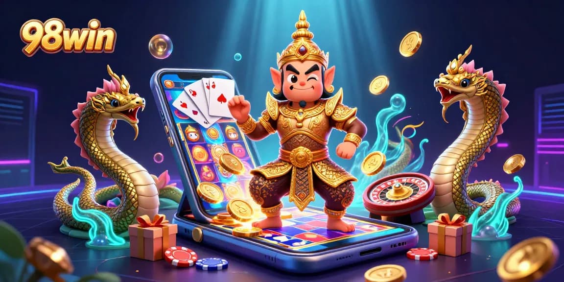 Experience the excitement of winning at 98win with vibrant slot games and charming guardian characters.