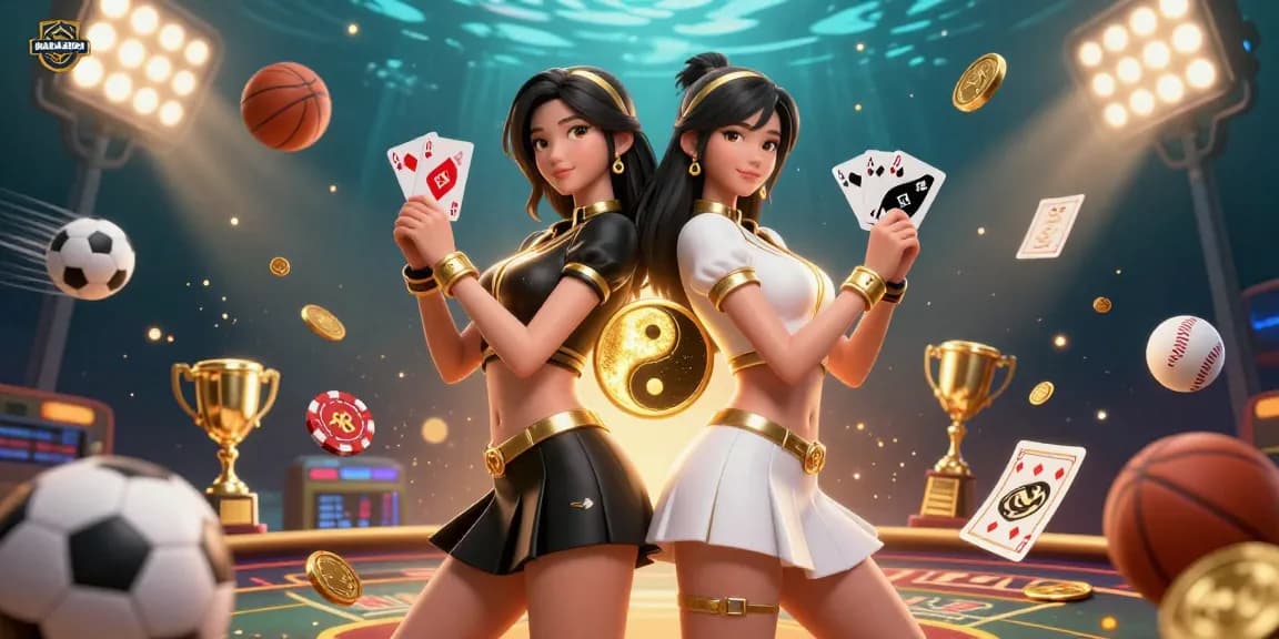 NAGA2000 menawarkan taruhan olahraga yang menarik dengan wanita Asia ikonik yang menunjukkan permainan kartu dinamis di suasana kasino yang hidup.