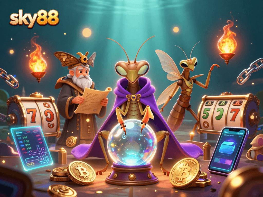 Engage in thrilling moments at sky88, with slot reels and mystical characters enhancing your gaming experience.
