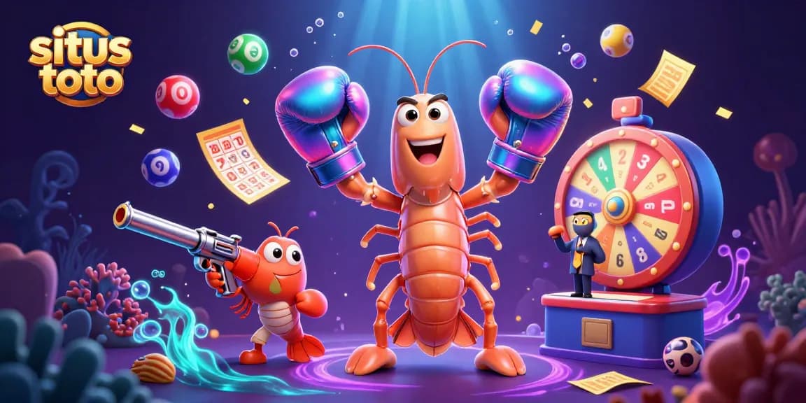 Engage with the vibrant world of situs toto as colorful lottery elements burst in a lively underwater scene.
