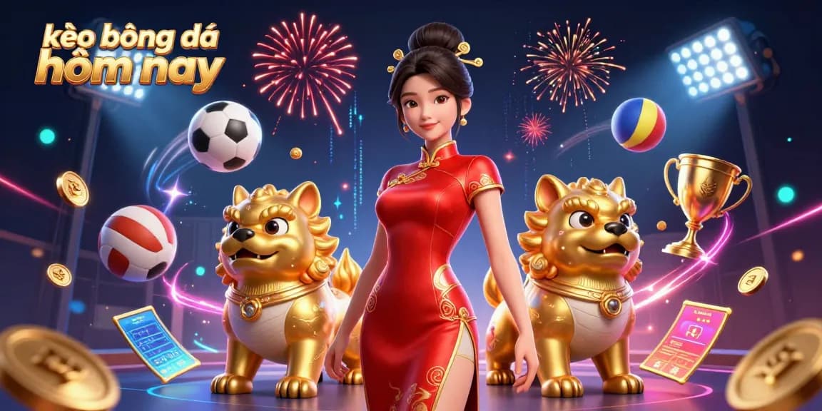 Experience pulse-pounding excitement with kèo bóng đá hôm nay in this vibrant sports-themed illustration.