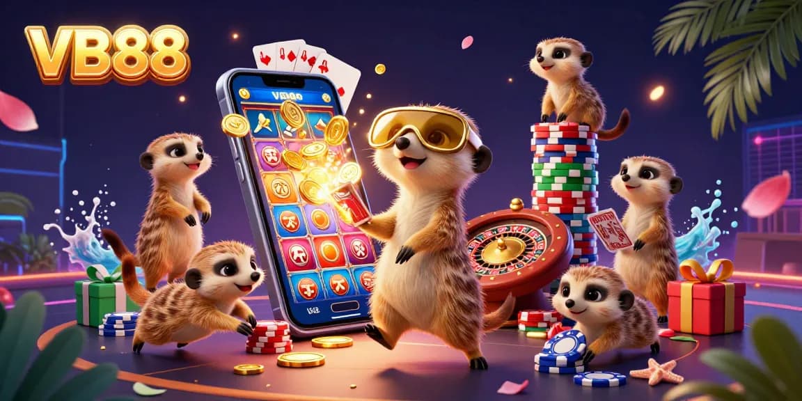 VB88 meerkat casino scene showcasing dynamic gameplay elements and vibrant casino excitement.