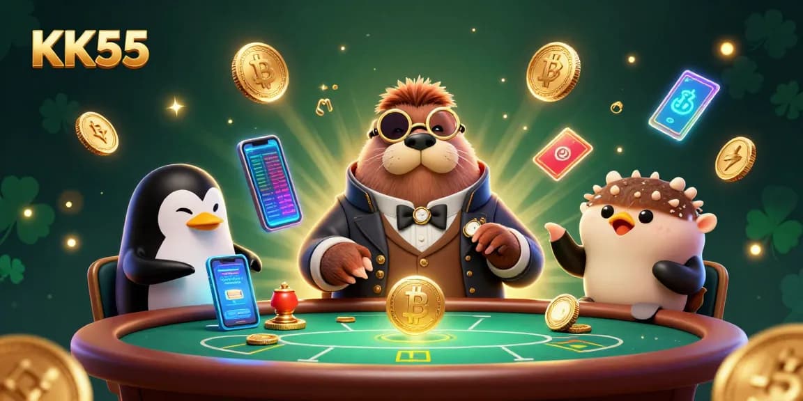 Experience thrilling poker action with KK55 as the jolly walrus bluffs the dealer.