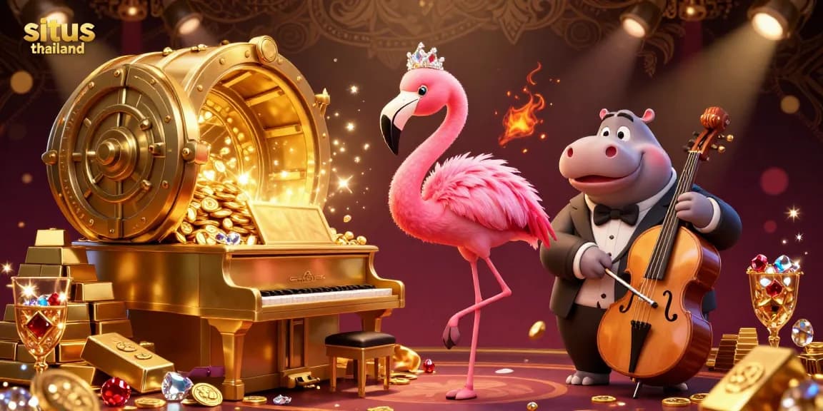 Experience excitement with Situs Thailand's vibrant gaming scene, featuring unique characters and dynamic casino elements.