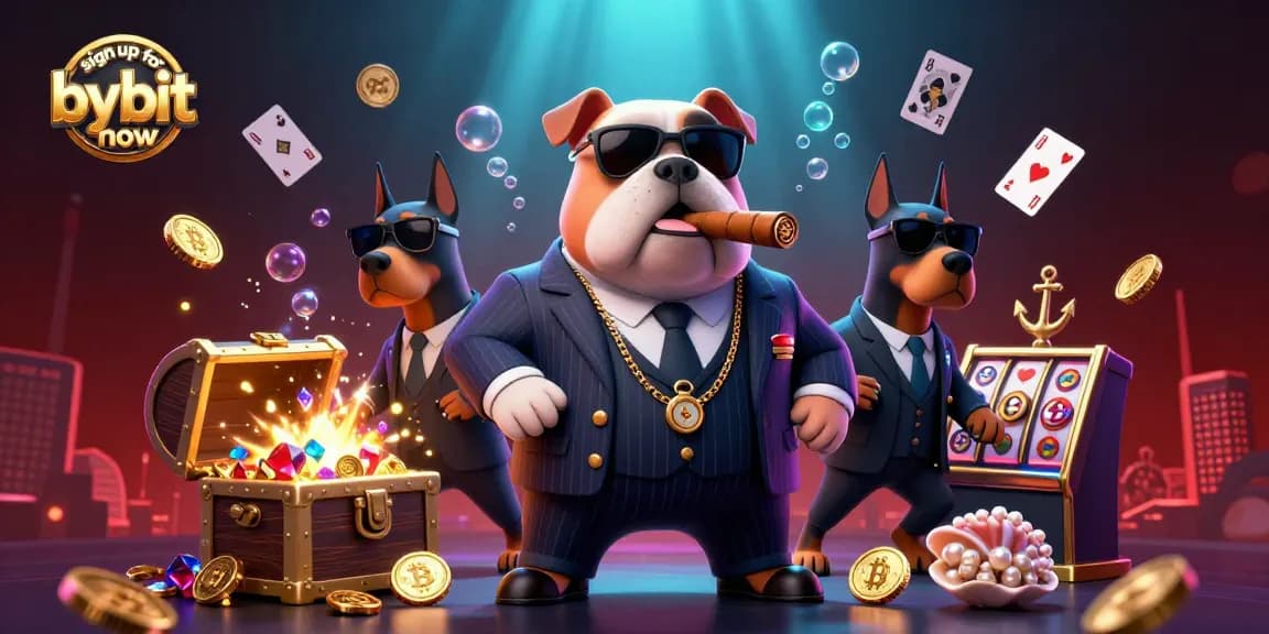 Engage in crypto gambling by signing up for bybit now and enjoy rich rewards with 3D cartoon mafia-themed art.