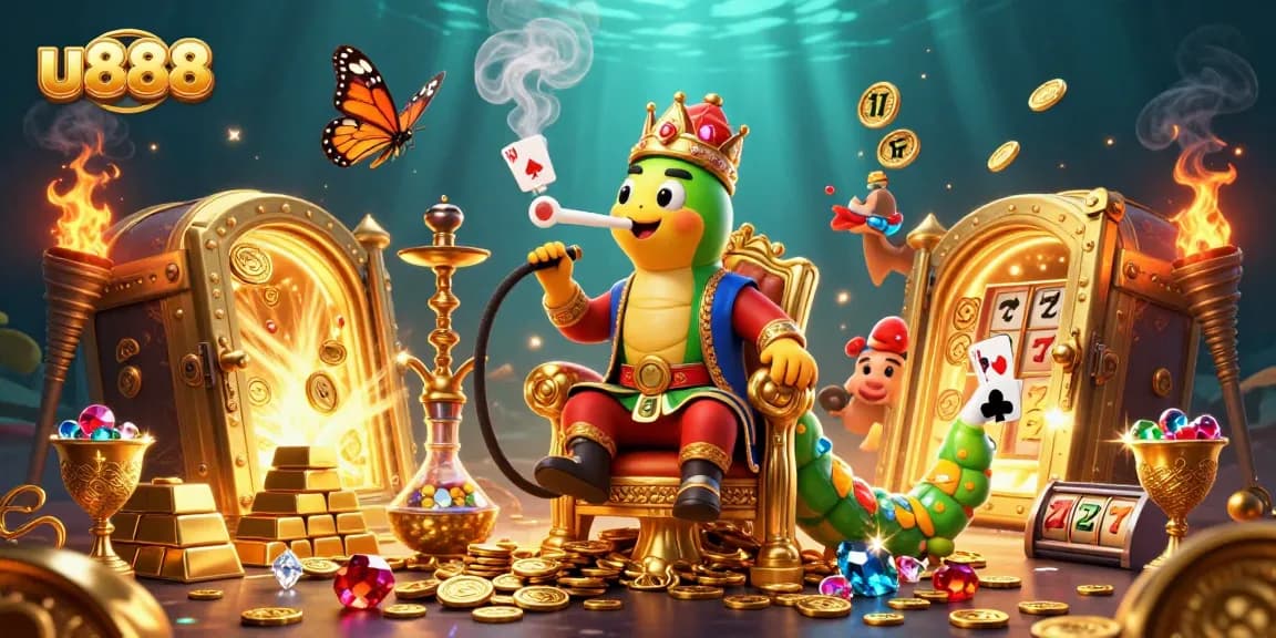 Experience the thrill of u888 with vibrant casino elements and dynamic action-packed illustration.