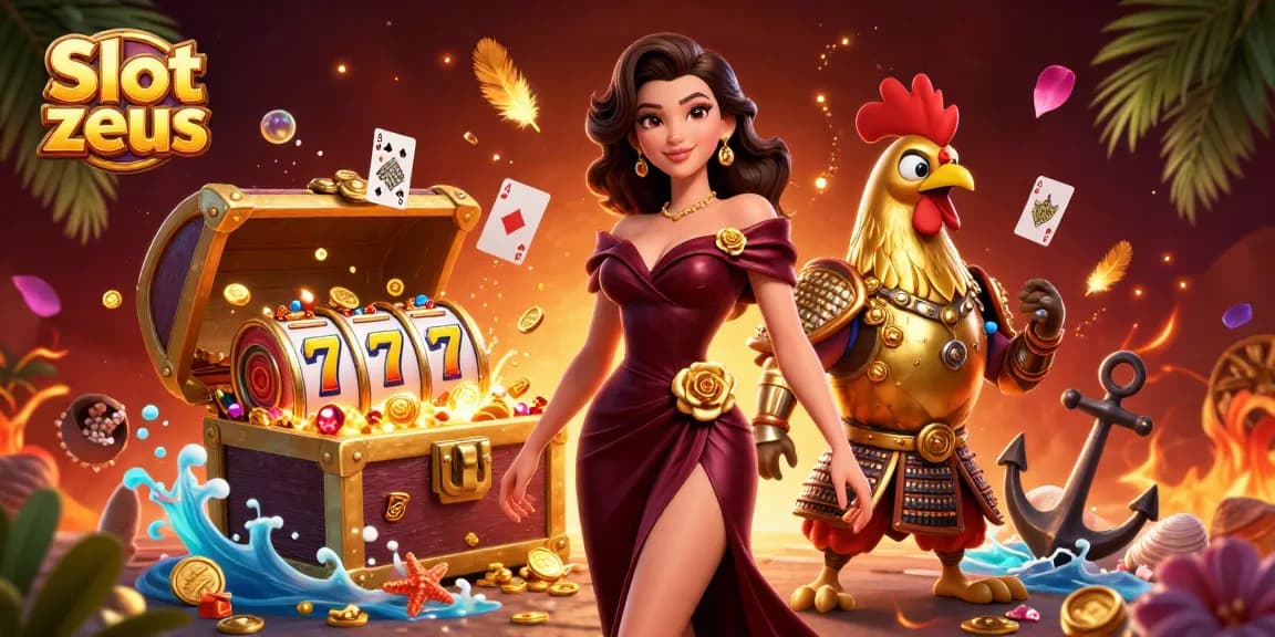 Spin the Slot Zeus reels with captivating characters and vibrant casino atmosphere.