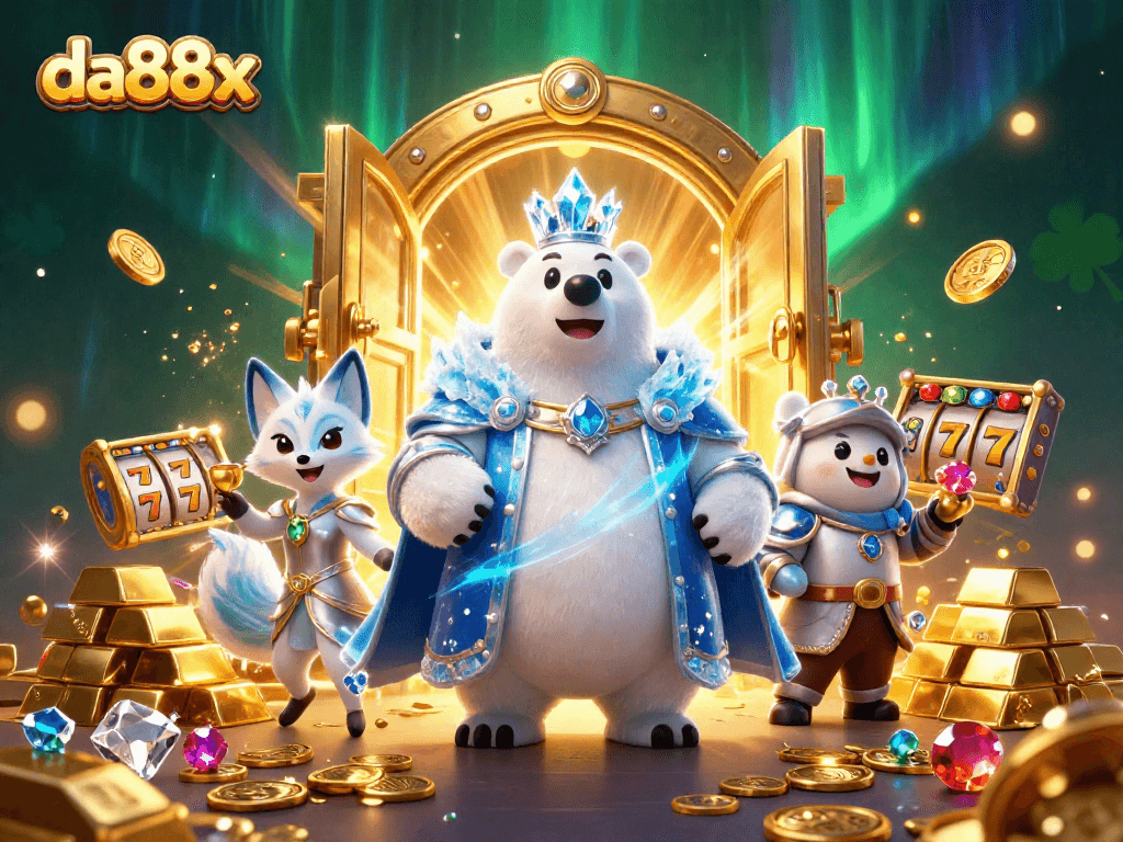 Experience the thrill of da88x with a dynamic online casino scene featuring treasure and slot elements.
