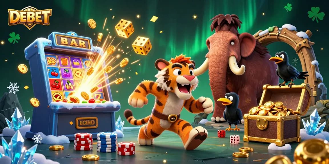 Experience the thrill of DEBET in a vibrant casino scene with lucky symbols and dynamic action!
