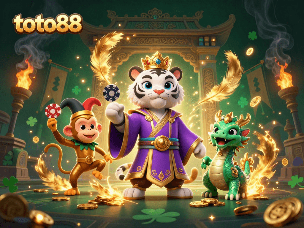 Experience the thrill of winning at toto88 with vibrant 3D casino characters and dynamic game elements.