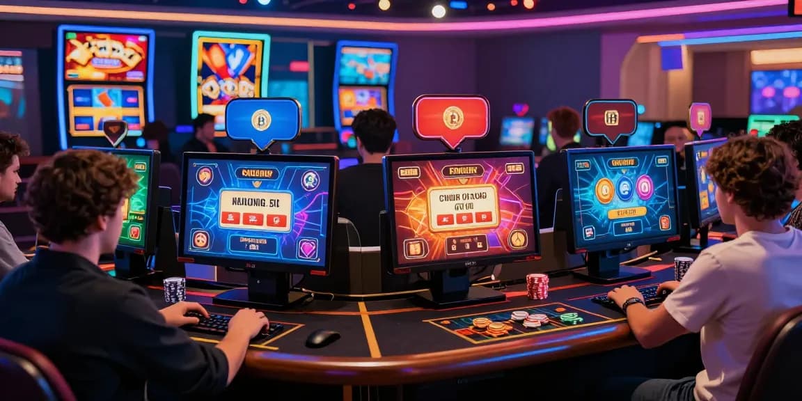 Players enjoying thrilling games at non UKGC casinos with vibrant visuals and engaging technology