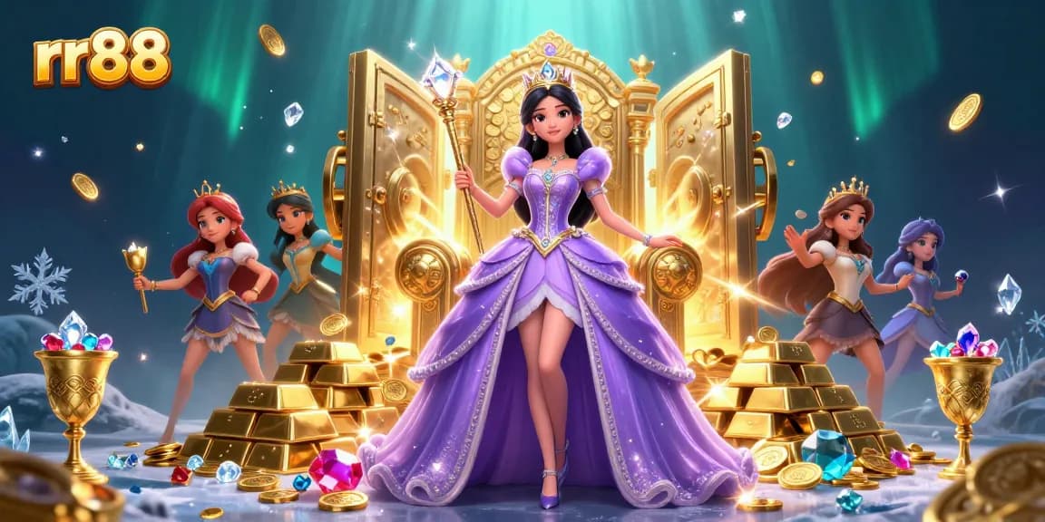 Experience thrilling action at rr88 with a beautiful casino-themed illustration featuring dazzling riches.