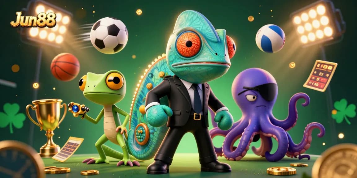 Experience thrilling gameplay at Jun88 with our vibrant 3D casino illustration showcasing exciting betting action.