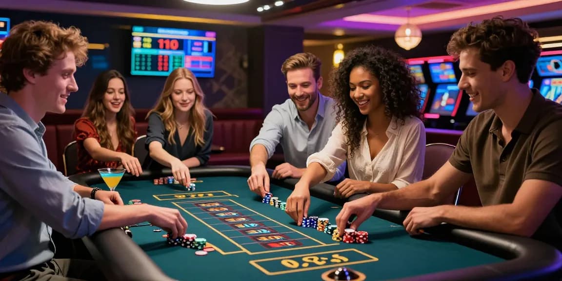 Exciting gaming experience at 663 bet with friends at casino table.