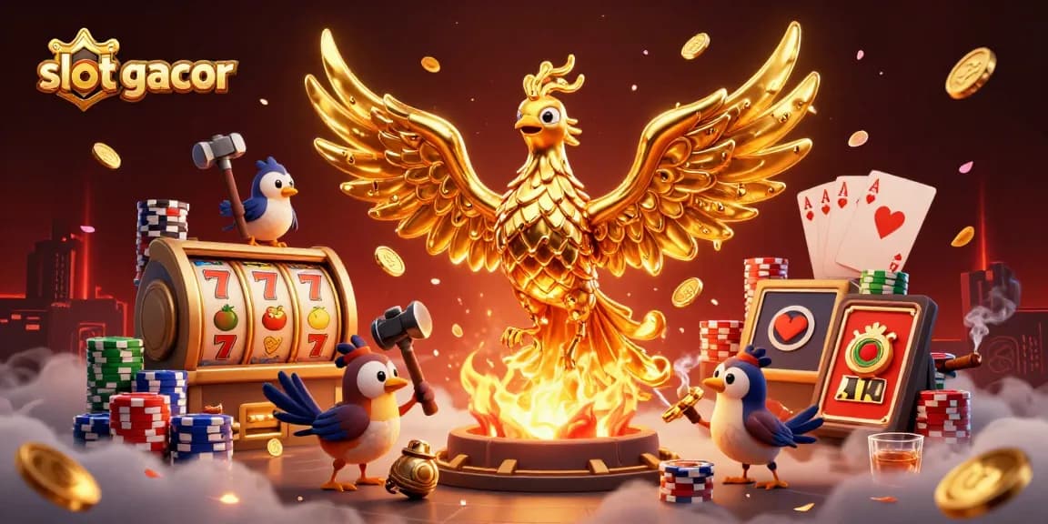 Experience the thrill of slot gacor with a molten phoenix and dynamic casino elements.