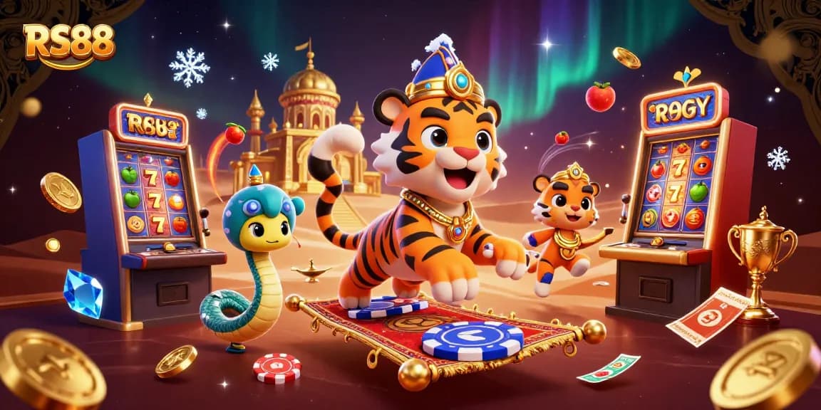 Engage with RS88's thrilling gaming world featuring vibrant slot elements and captivating characters.