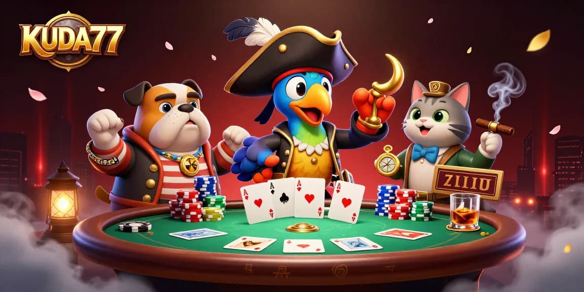 KUDA77 menawarkan permainan poker seru dengan karakter unik dalam suasana kasino yang menarik.