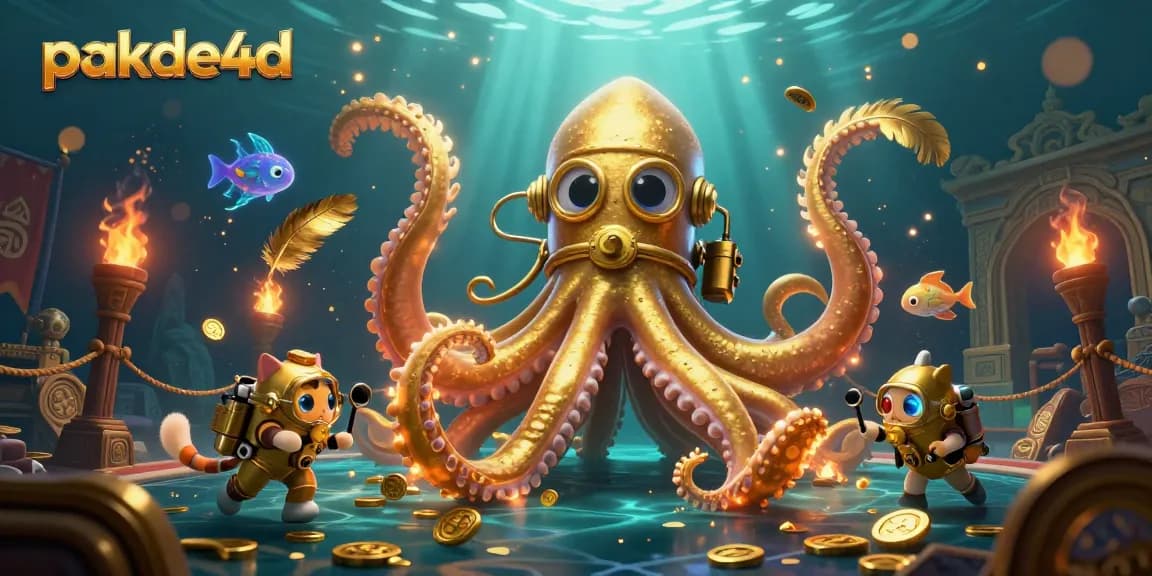 Engage with pakde4d's thrilling lottery adventures in a vivid underwater scene with dynamic characters.