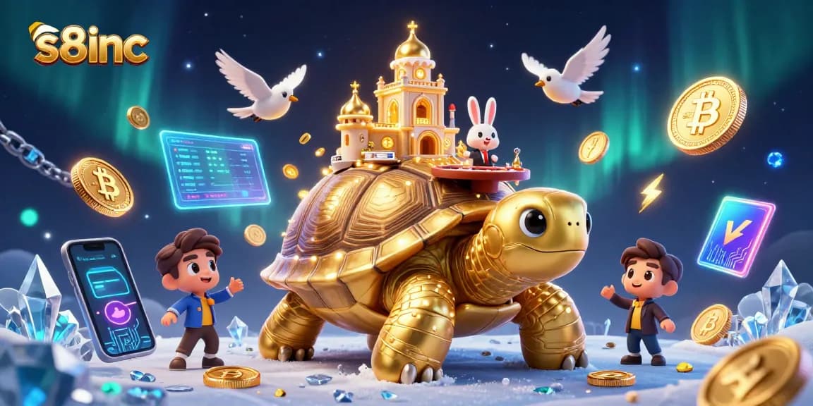 Experience gaming excitement with s8inc through a vibrant casino scene with flying coins.